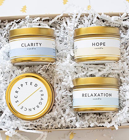 Meditation & Wellness Candle Gift Set In Mini Gold Tins
